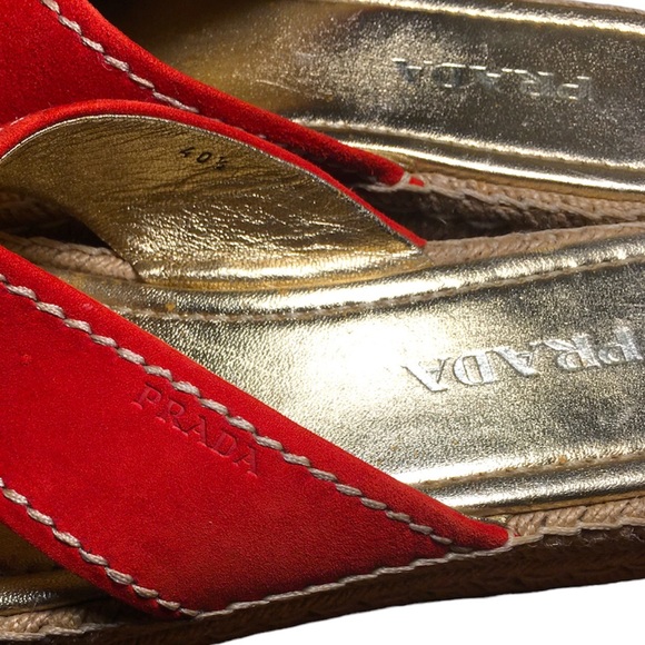 Prada Red Suede Platform Espadrilles 40.5 - Picture 4 of 14